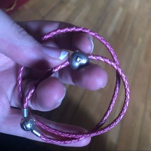 Pandora Leather Bracelet with Heart Charm